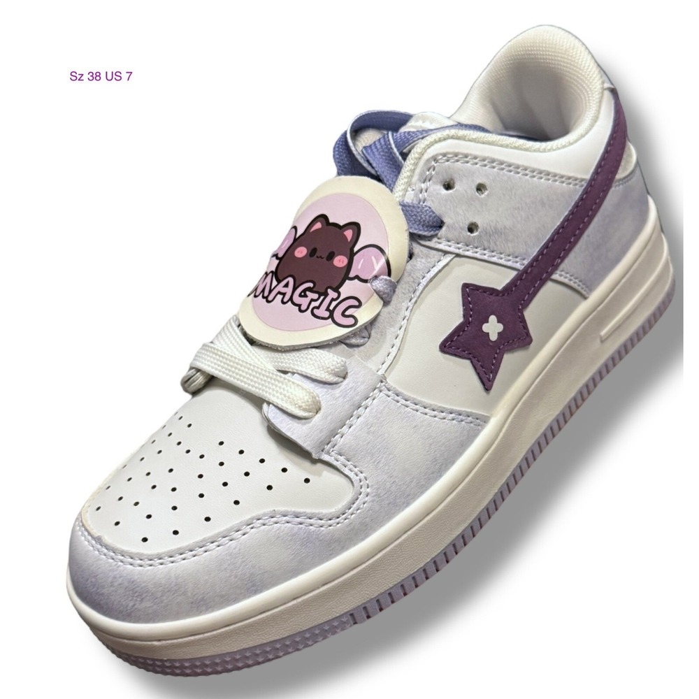 Platform Sneakers Star Accent Magic Charm Fashion Sneakers US 7 purple